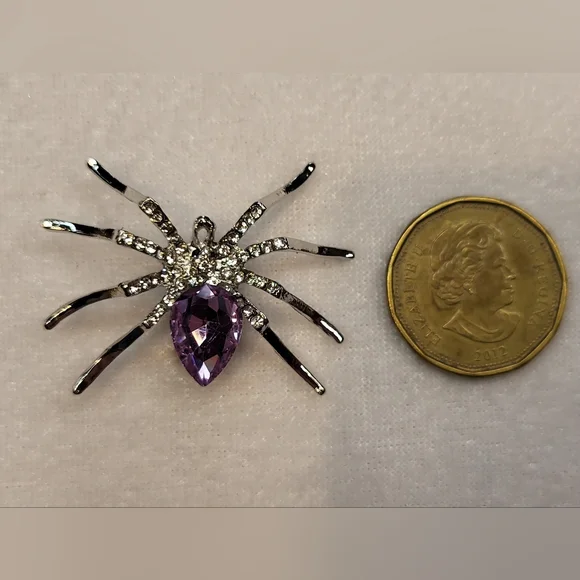 New Rhinestone Spider Brooch / Pin - Picture 3 of 3